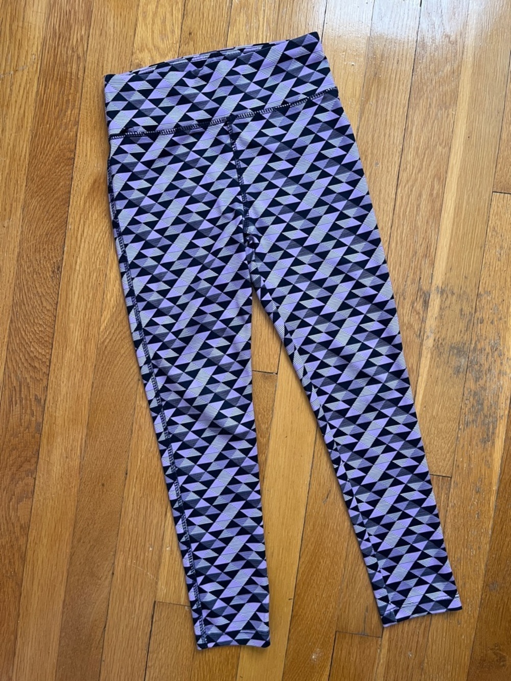 Girls Sz 7 - 8 Purple & Navy Athletic Tights Stretch Sport Pants Leggings